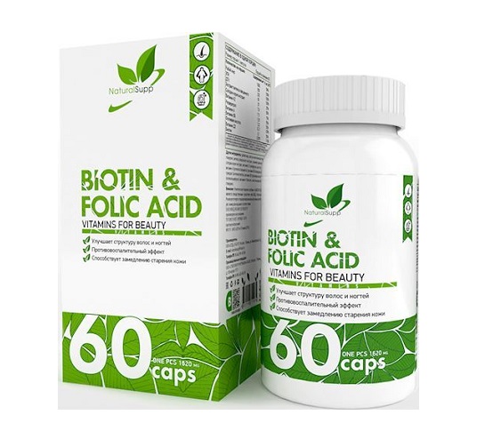 картинка NaturalSupp Biotin+Folic Acid+Omega 3 60 капс от магазина Спорт ВСК