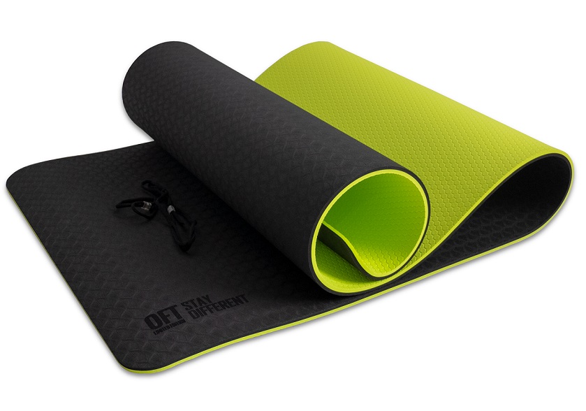 картинка Коврик для йоги и фитнеса 10 мм TPE черно-зеленый от магазина Спорт ВСК