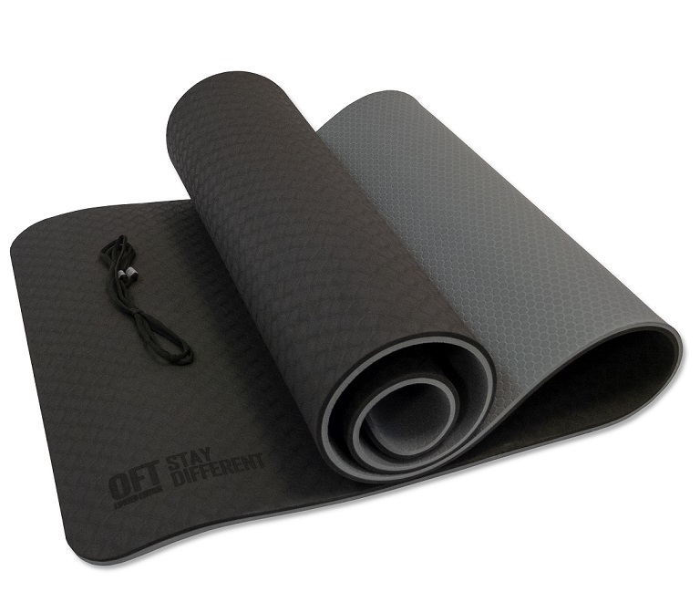 Коврик для йоги 10 мм TPE черно-серый
