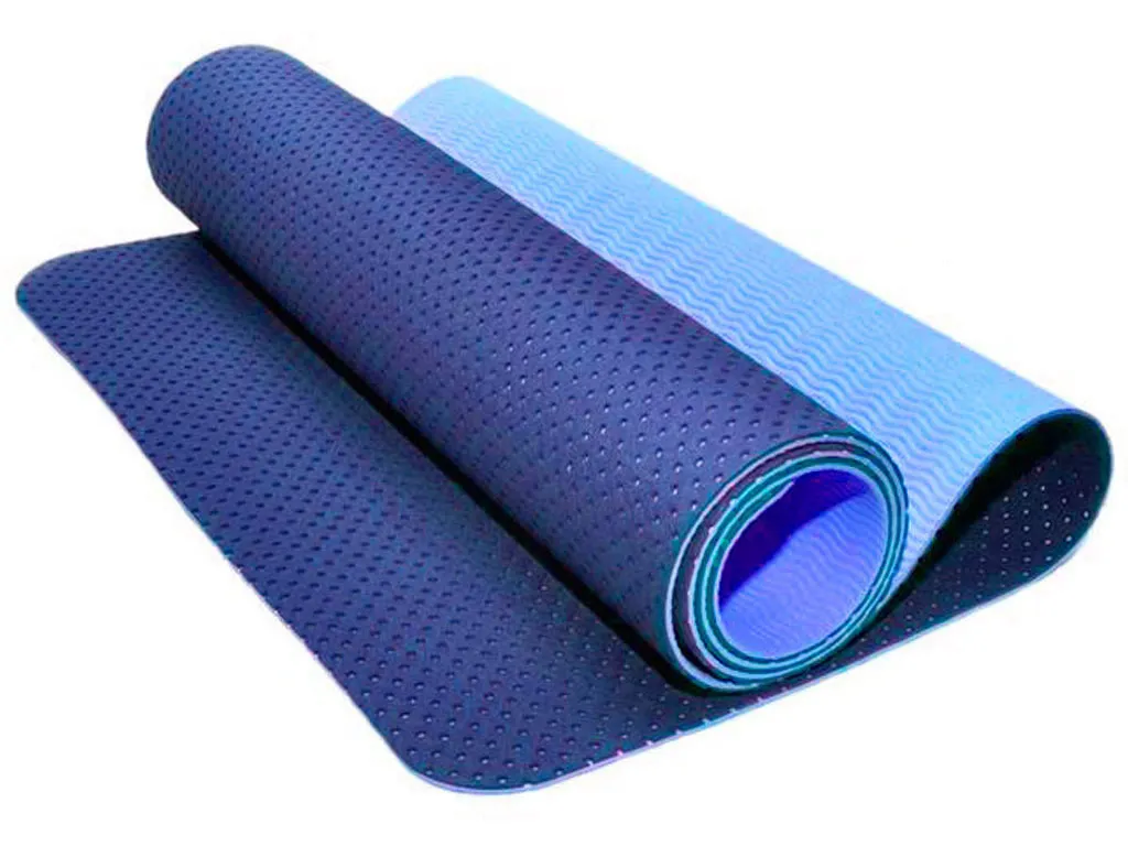 Коврик для йоги и фитнеса ТПЕ 183х61х0,6 см синий/голубой
