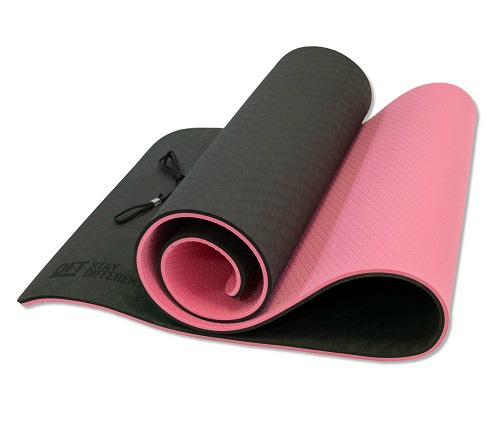 Коврик для йоги и фитнеса 10 мм TPE черно-розовый