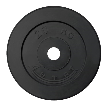 Диск обрезиненный 20 кг Антат, 51 мм, чёрный