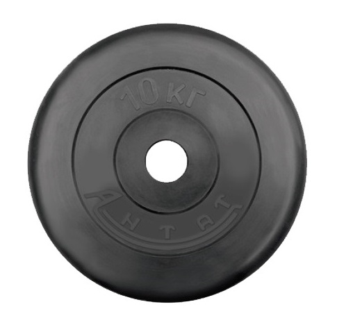 картинка Диск обрезиненный 10 кг Антат, 26 мм, чёрный от магазина Спорт ВСК