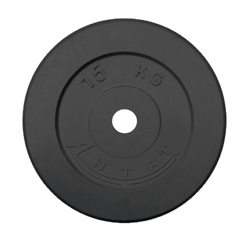 картинка Диск обрезиненный 15 кг Антат, 51 мм, чёрный от магазина Спорт ВСК