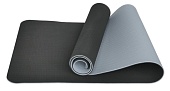 Коврик для йоги и фитнеса TPE 183*61*0.6  см, 2-слойный, черно-серый