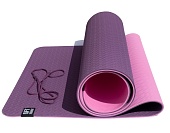 Коврик для йоги и фитнеса 6 мм TPE бордово-розовый